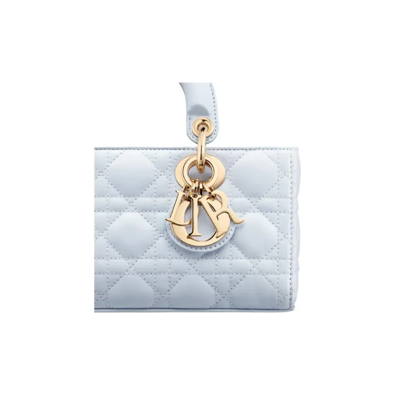 DIOR Lady D Joy Lambskin Shoulder Bag, Crossbody Bag, Handbag Small Size Women's Light Blue-6