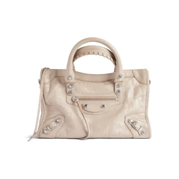 Balenciaga Le City Lambskin One Shoulder Handbags Small Size Women's Beige