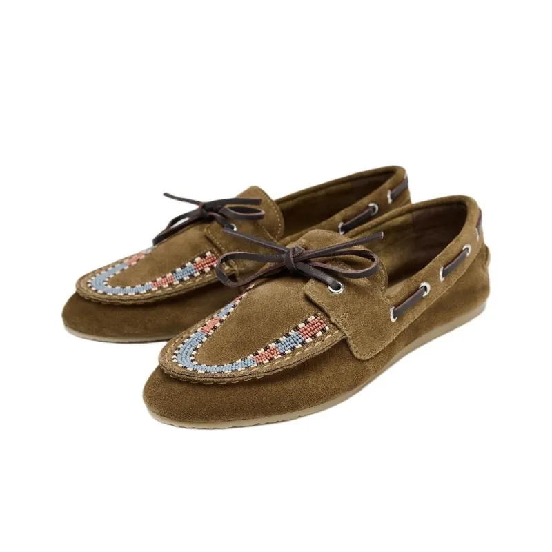 ZARA Boat Shoes Women's Khaki Green-1