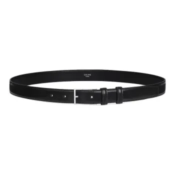 CELINE Calfskin Leather Belts Men's Black Width: 2.5CM