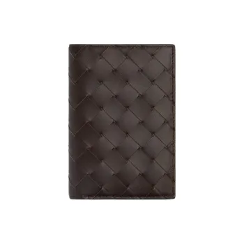 Bottega Veneta Intrecciato Cow Leather Passport Holder Women's Brown