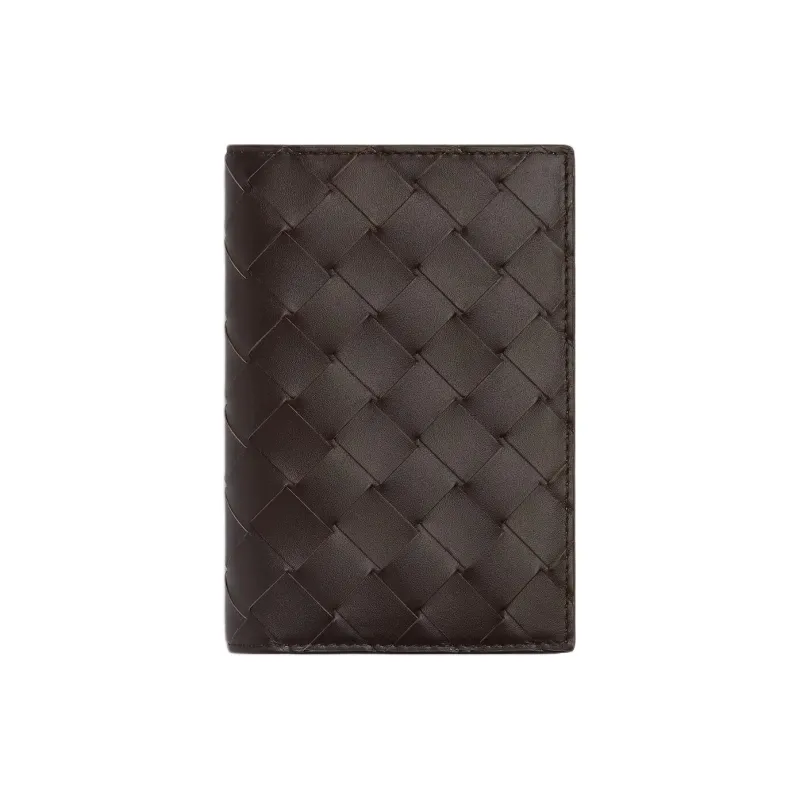 Bottega Veneta Intrecciato Cow Leather Passport Holder Women's Brown-0