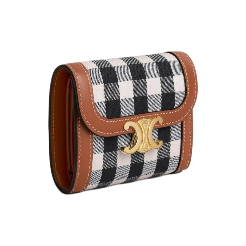 CELINE Fabric Wallet Women's Black White-1