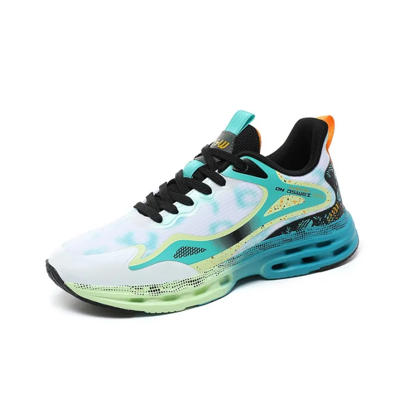 JSWEI Anti-Slip Wear-Resistant Low-Top Running Shoes Unisex White Star Sea Blue-0