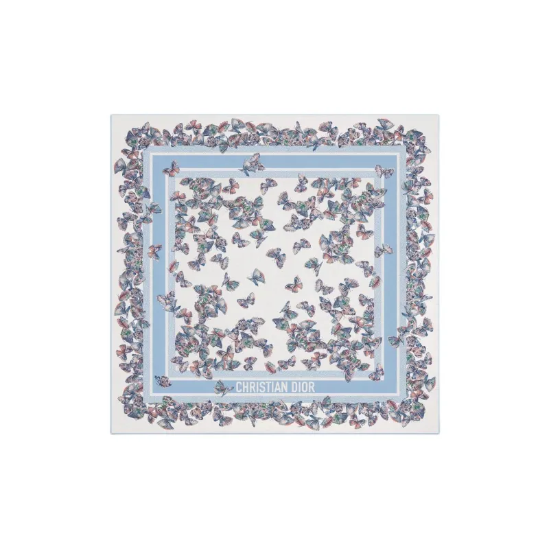 DIOR Cashmere Shawls Women's Sky Blue-0