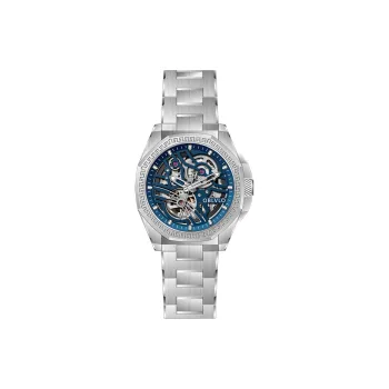 OBLVLO Automatic Mechanical Movement Stainless Steel Strap Chinese Watches Men's Watches Blue Dial