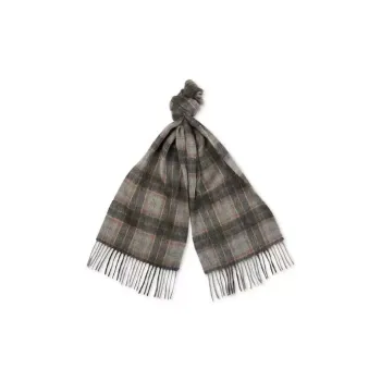 BARBOUR Wool Zinc Acrylic Lambswool Linen Wool Blend Knit Scarves Men's Gray