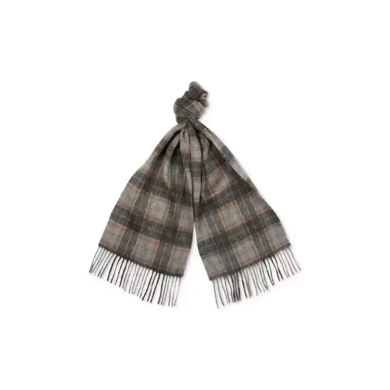 BARBOUR Wool Zinc Acrylic Lambswool Linen Wool Blend Knit Scarves Men's Gray-0