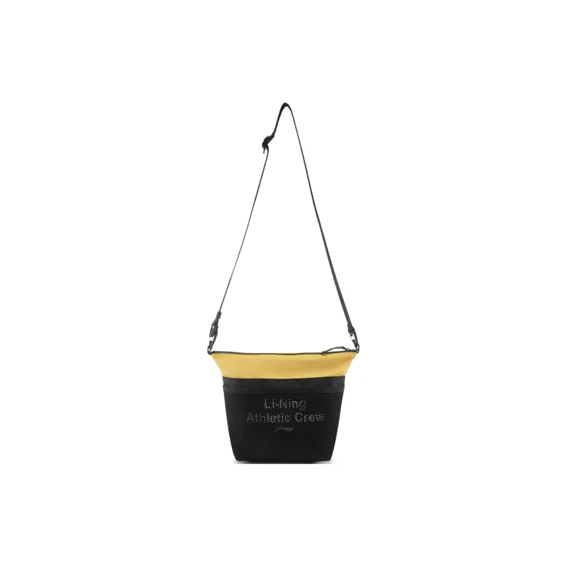 LiNing Fitness Series Polyester Shoulder Bag, Crossbody Bag Unisex Black & Glassy Yellow-1