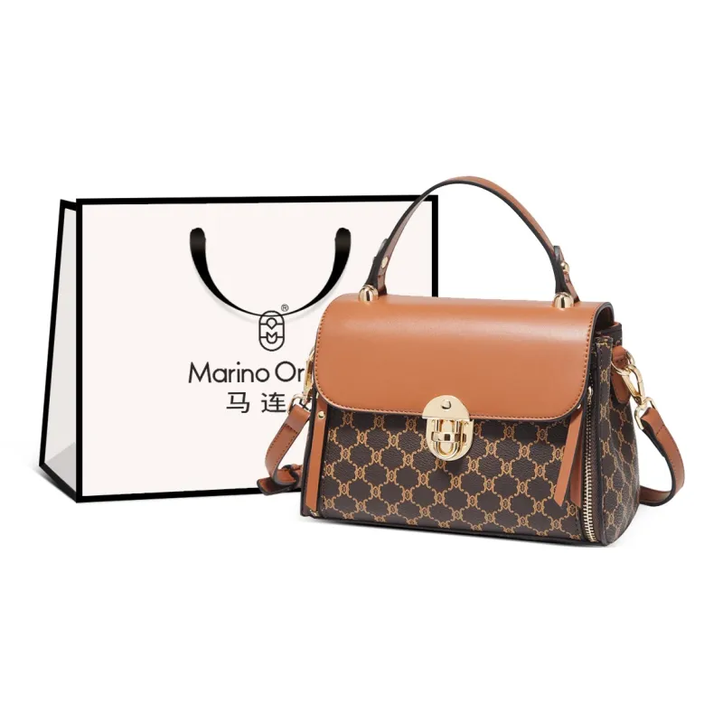 Marino Orlandi Synthetic Leather Kelly Bag Shoulder Bag Crossbody Bag Handbag Large Size Women's Coffee-0