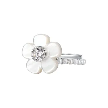 YVMIN 925 Sterling Silver, White Gold Plated, Mother Of Pearl, Cubic Zirconia, Artificial Pearl Rings Unisex Silver