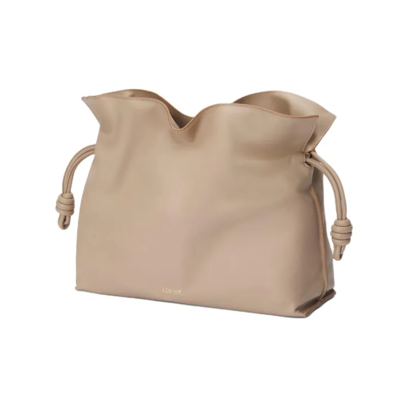 LOEWE Flamenco Napa Calf Leather Clutch Large Size Women's Sand-1