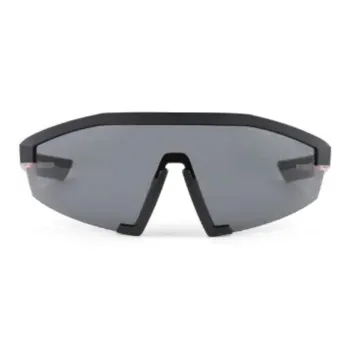 PRADA Acetate Plastic Irregular Shape Sunglasses Men's Black