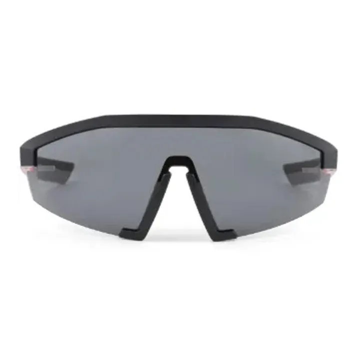 PRADA Acetate Plastic Irregular Shape Sunglasses Men's Black-0