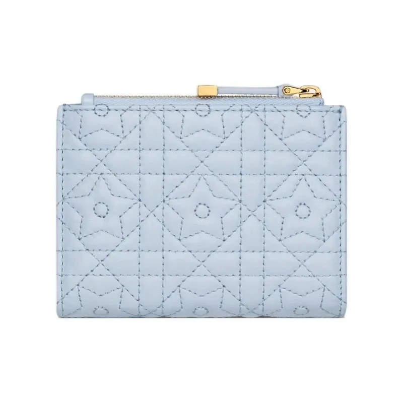 DIOR Caro Lambskin Wallet Women's Sky Blue-2
