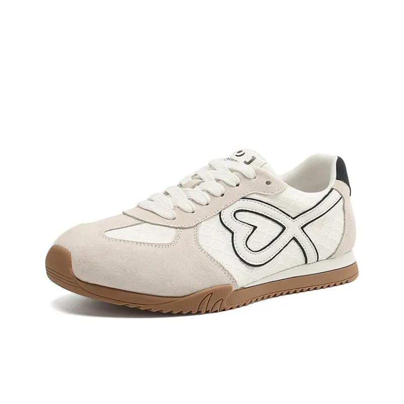 JOSINY Spring Versatile Sporty Style Soft-Sole Skateboard Shoes Fashion Lightweight Casual Shoes Women's Ecru-2