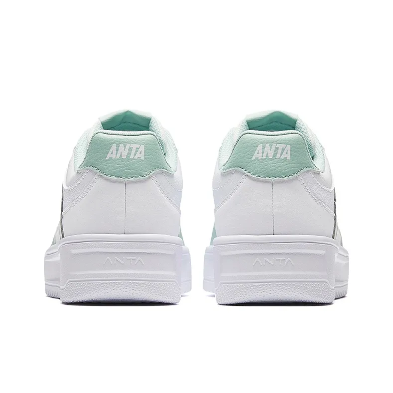 Anta Anti-Slip And Wear-Resistant Coverage Low-Top Skateboard Shoes Women's White Green-3