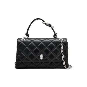 MARC JACOBS Leather Shoulder Bag Crossbody Bag Handbag Medium Size Women's Black