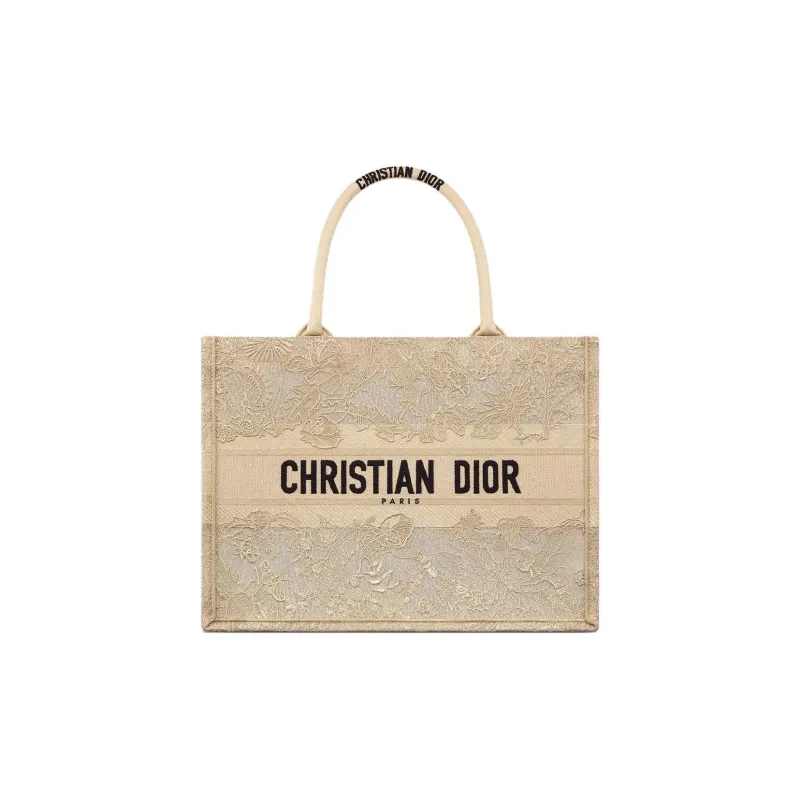 DIOR BookTote Cotton Tote Bag, Shopping Bag, Handbag Women's Beige-0