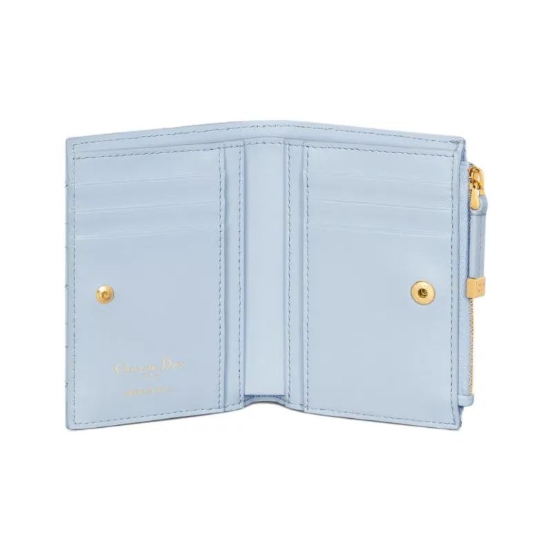 DIOR Caro Lambskin Wallet Women's Sky Blue-3