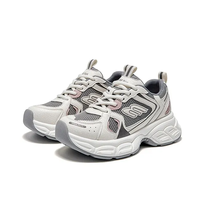 FIVE PLUS Cushioning, Lightweight, Breathable Low Top Chunky Sneakers Women's Gray-2