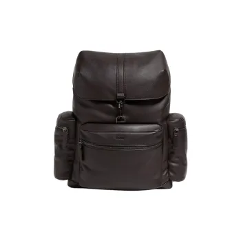 Zegna Calfskin Backpack Men's Dark Brown