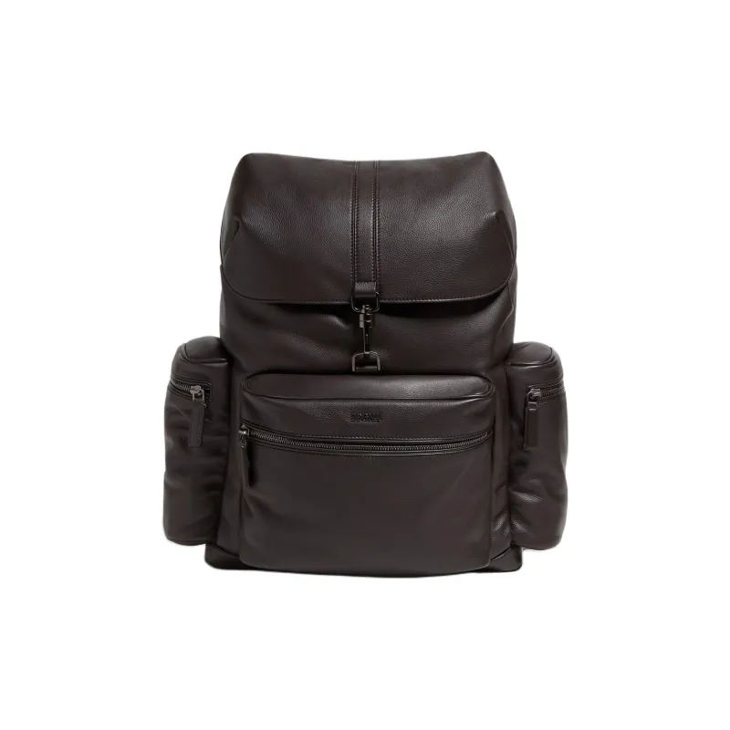 Zegna Calfskin Backpack Men's Dark Brown-0