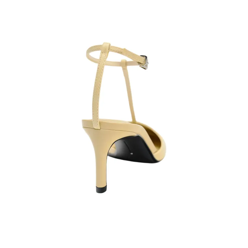 ZARA Slim Heel High Heels 7.3cm Women's Vanilla Yellow-4