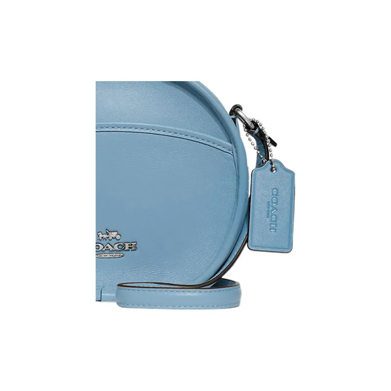 COACH Calfskin Round Bag, Shoulder Bag, Crossbody Bag Trumpets Women's Blue-1