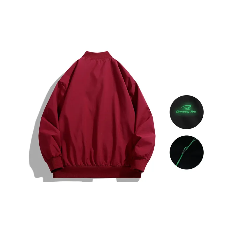 Qnxeey Jackets Coats Unisex Burgundy-8