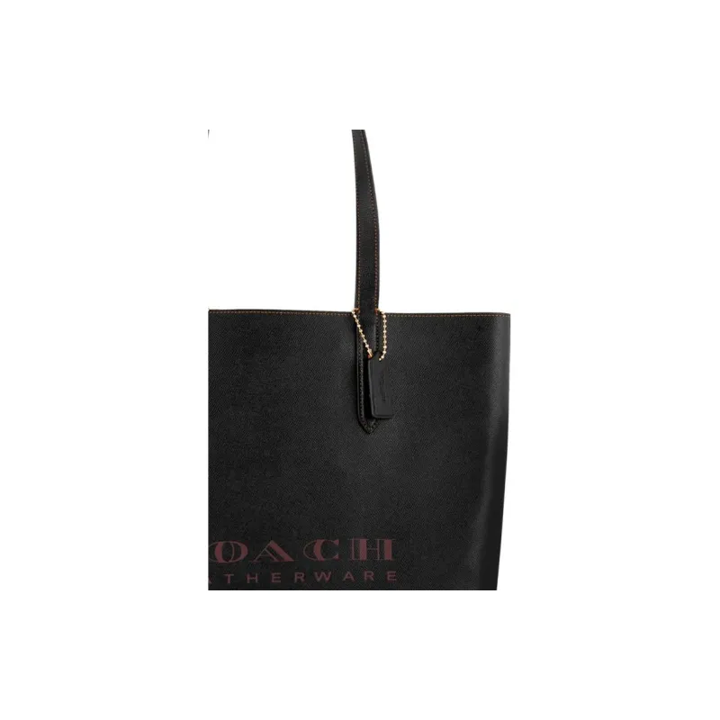 COACH Charlie Leather Tote Bag Shopping Bag One Shoulder Handbag Women's Black-4
