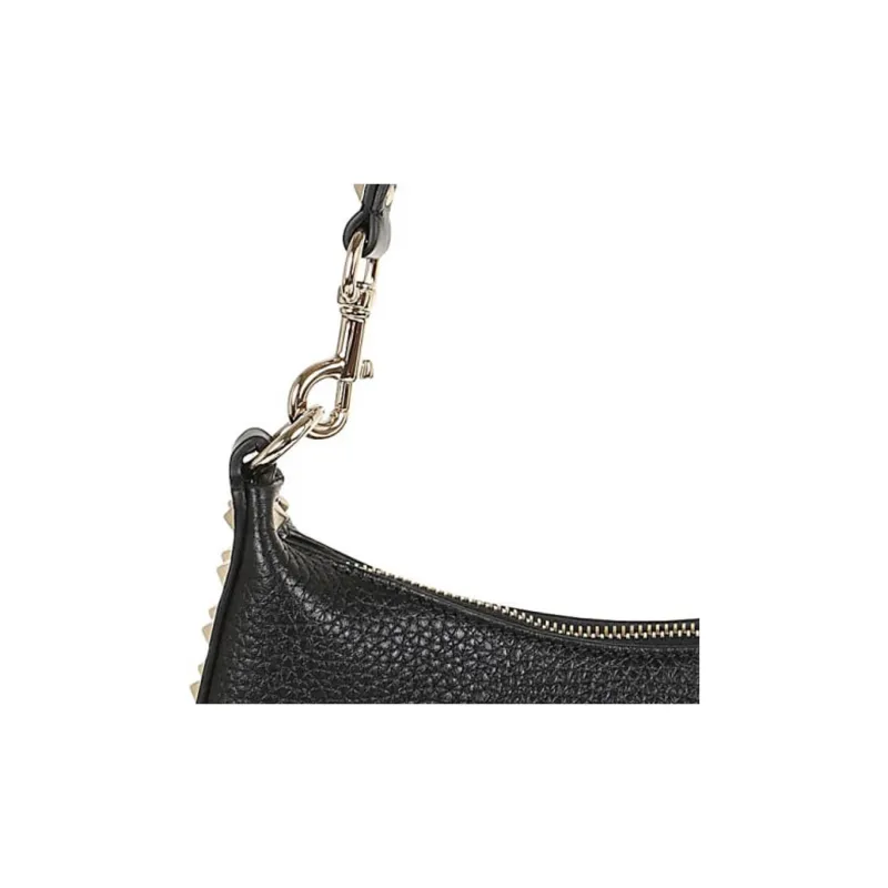Valentino Rockstud Cow Leather One Shoulder Handbags Small Size Women's Black-3