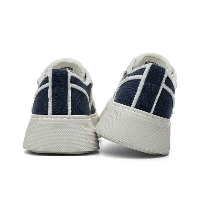 JEEP SPIRIT Canvas Shoes Men Low Top White/Blue-4