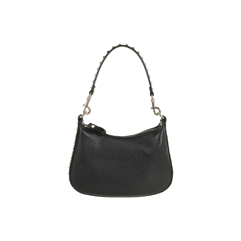 Valentino Rockstud Cow Leather One Shoulder Handbags Small Size Women's Black-0
