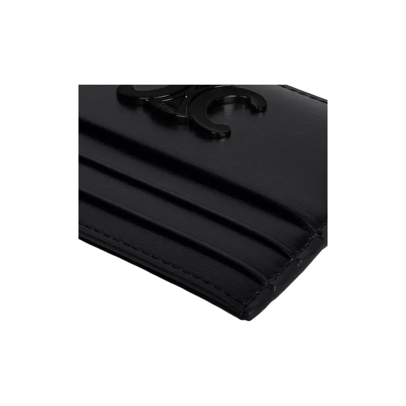 CELINE Triomphe Calfskin Card Holder Women's Black-3