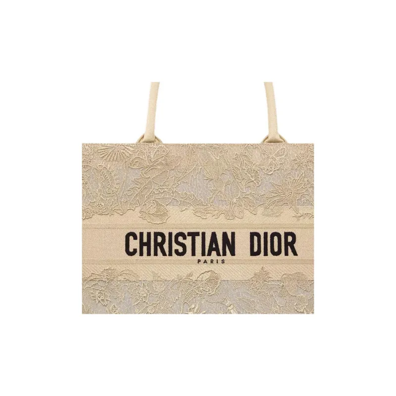 DIOR BookTote Cotton Tote Bag, Shopping Bag, Handbag Women's Beige-3