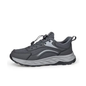 Recreation Wear Resistant Lightweight Rebound Low Top Casual Shoes Men's Dark Gray
