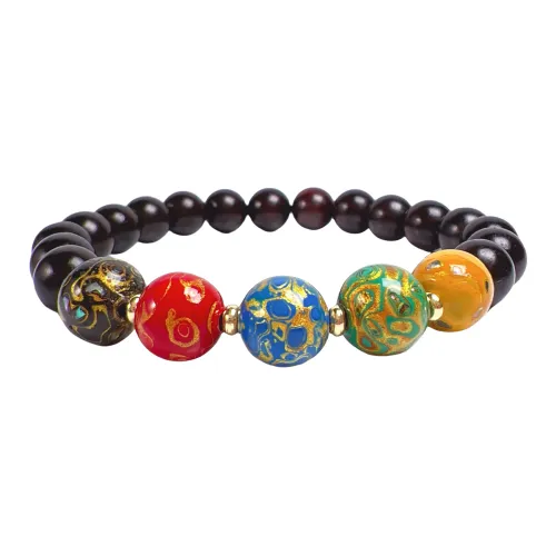 SIYIJIA Small Leaf Red Sandalwood Single Wrap Beaded Bracelet Unisex