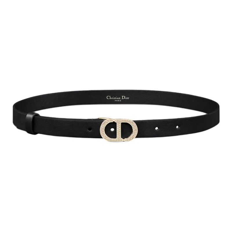 DIOR Cow Leather Leather Belts Men's Black Width: 2CM-0