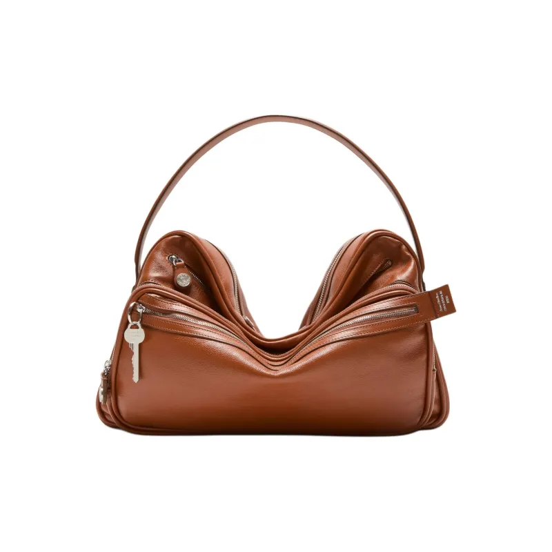 Acne Studios Calfskin Shoulder Bag, Crossbody Bag, Handbag Women's Cognac Brown-1