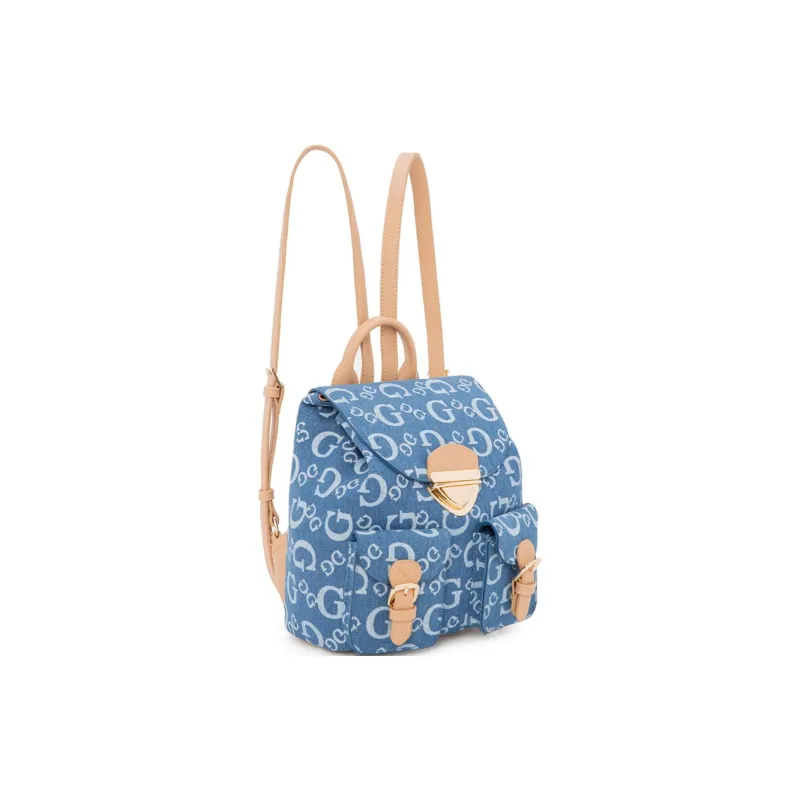GUESS Fabric Artificial Leather Backpack Medium Size Women's Blue-1