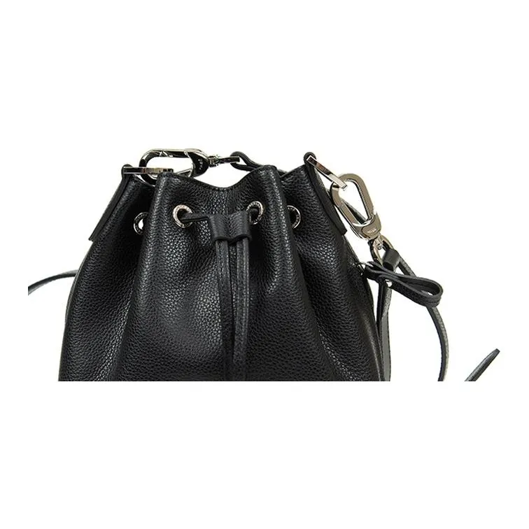 LONGCHAMP Le Foulonné Calfskin Bucket Bags Shoulder Bag Crossbody Bag Small Size Women's Black-4