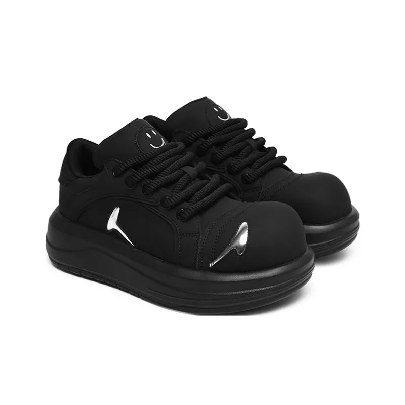 MUPPLE Height Increasing Low Top Skateboard Shoes Unisex Black-2