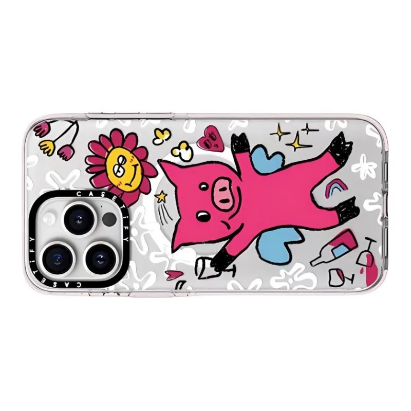 CASETIFY TPU Material Piggy Drunk, Impact Resistant Phone Cases Compatibility With IPhone 15/14/Pro/Pro Max Cute Style-1