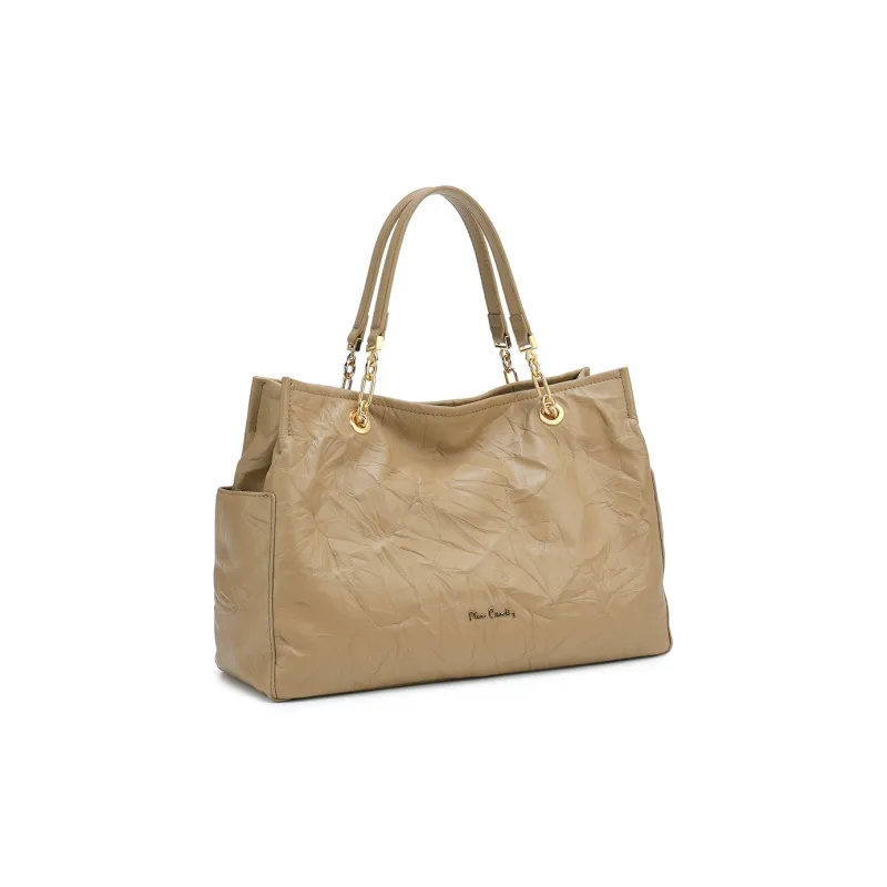 PIERRE CARDIN Cow Leather Tote Bag, Shopping Bag, Handbag Regular Women's Black/Brown-4