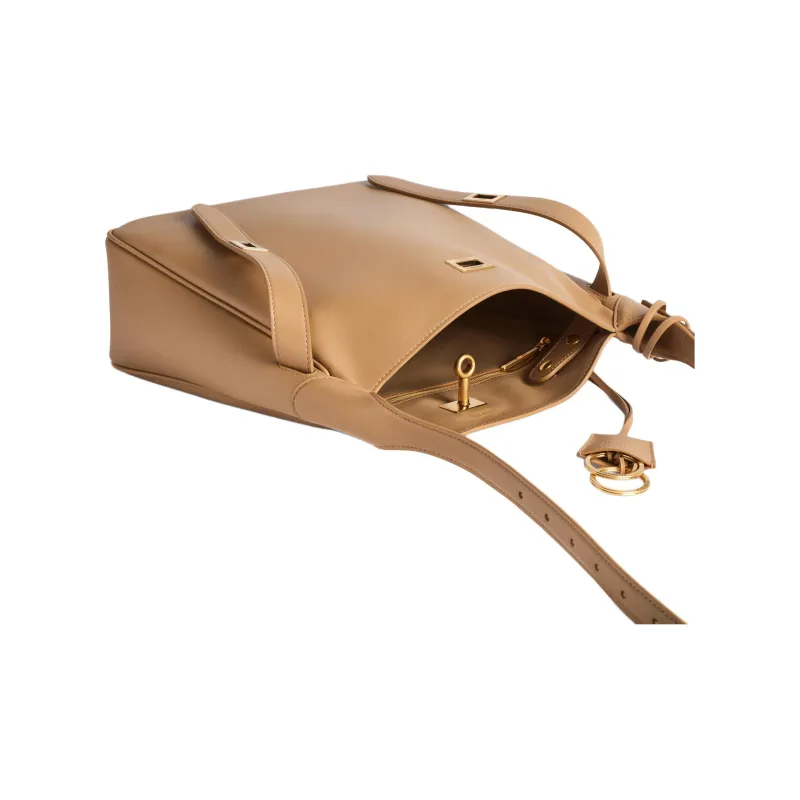 Balenciaga Bel Air Calfskin Shoulder Bag Small Size Women's Brown-3