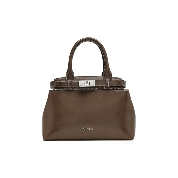 VALUNCICA EUROPHAM Synthetic Leather Kelly Bag Shoulder Bag Crossbody Bag Handbag Women's Brownie Brown-1