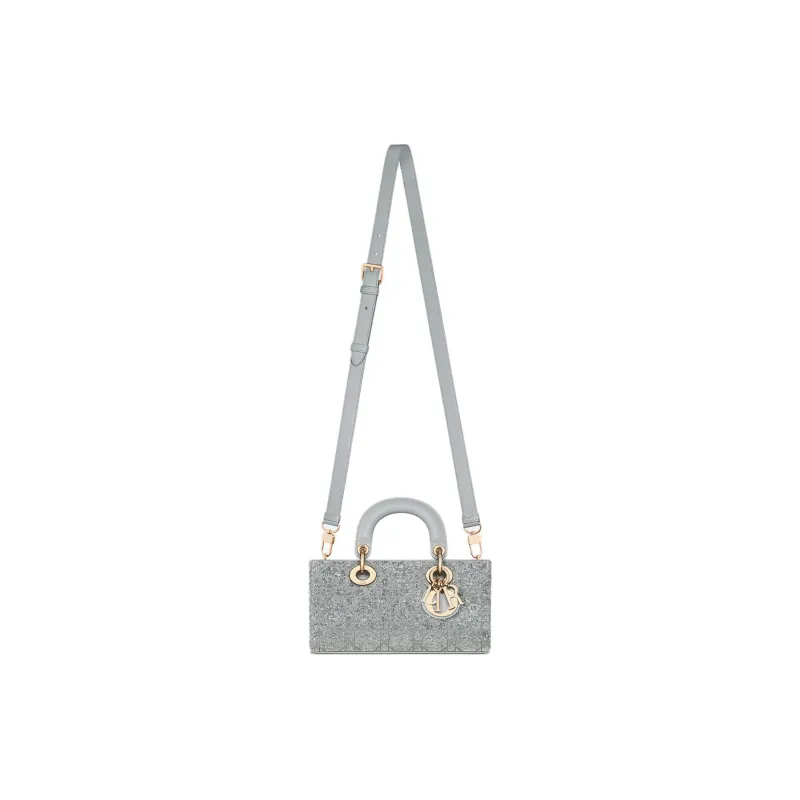 DIOR Lady D JOY Cotton With Silk And Glass Dior Bag Shoulder Bag Crossbody Bag Handbag Small Size Women's Metal Silver-2