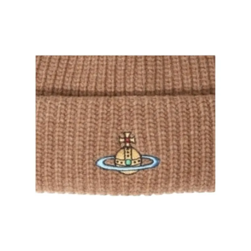 Vivienne Westwood Knitted Fabric Beanies Women's Dark Brown-1