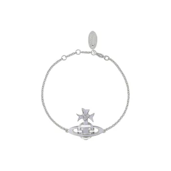 Vivienne Westwood Brass Saturn Styling Ribbon Decoration Wrapped Bracelet Women's Silver/Blue